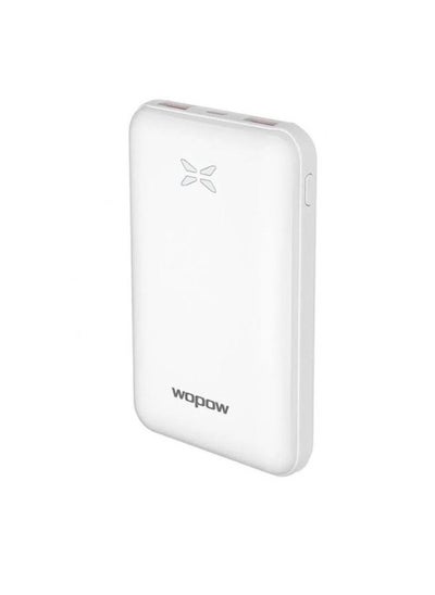 Buy Wopow Power Bank (Portable Charger) PQ46 with a capacity of 10,000 mAh - White color in Saudi Arabia