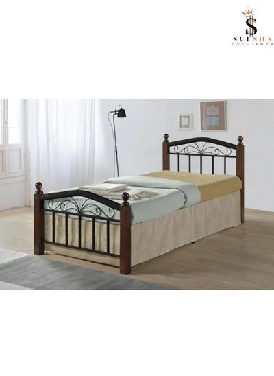 Buy Wooden And Steel Durable Single Bed For Home 190x90 with Medical Mattress in UAE