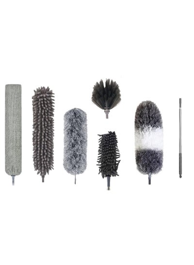 Buy Microfiber Duster with Bendable Head - Reusable Feather Duster with 30-100 inches Extra Long Extension Pole - Stainless Steel - Washable Dusters 7PCS in UAE