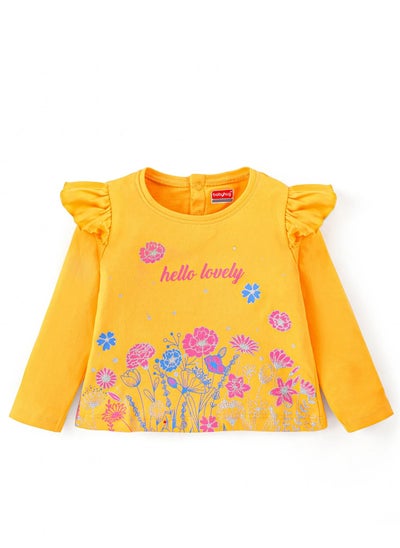 اشتري Babyhug Cotton Knit Full Sleeves Top with Frill Detailing & Floral Print - Yellow(SIZE:5 TO 6 YEARS) في الامارات