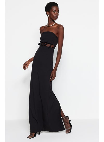 اشتري Black Weave Evening Dress With Window/Cut Out Detailed Evening Dress TPRSS23AE00046 في مصر