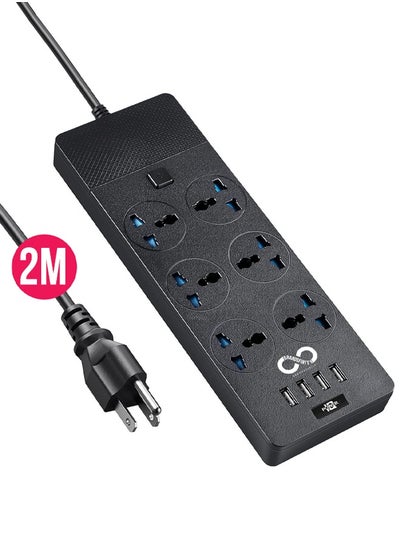 Buy Power Extension Cord with USB Ports - 2m Length for Convenient Access to Outlets Anywhere in Your Space in UAE