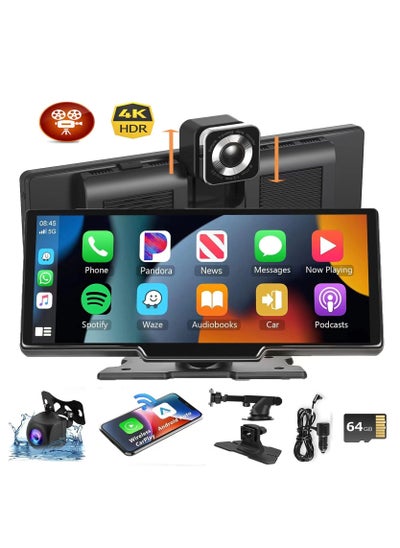 Buy Wireless Apple Carplay Car Stereo,Portable 10.26 Inch Touch Screen Android Auto,4K Dash Cam,1080p Backup Camera DVR,Drive Mate Carplay Navigation with Mirror Link/Siri/FM/Bluetooth in Saudi Arabia