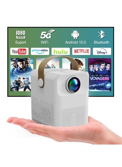 اشتري Mini Portable Projector with 5G WiFi & Bluetooth, Android 10.0 OS Home Video Projector 1080P Supported 150” Display & Zoom 5000 LED Lumen Outdoor Movie Compatible with Tablet/Phone/PC/TV Stick/PS5 في الامارات