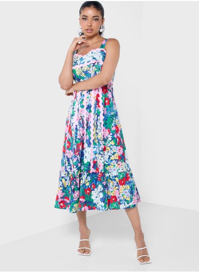 Buy Strappy Floral Print Tiered Dress in Saudi Arabia