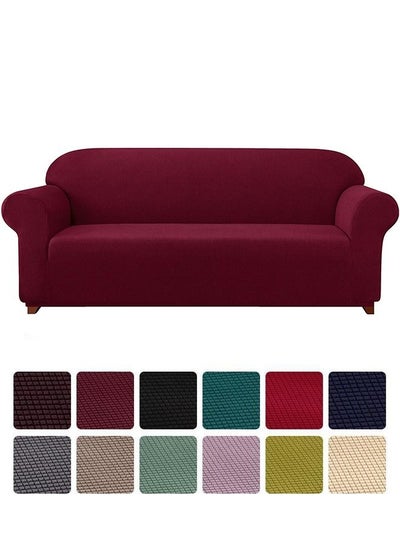 Buy Four Seater Exquisitely Full Coverage Sofa Cover Red 235-300cm in UAE
