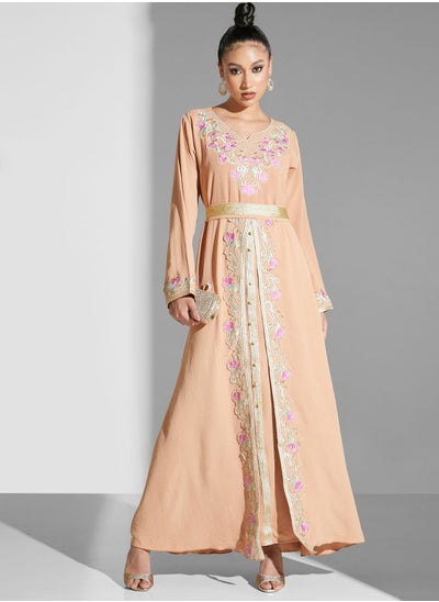 Buy Belted Embroidered Moroccan Dress in Saudi Arabia