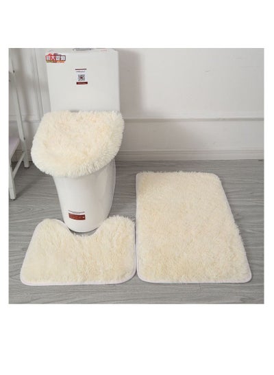 Buy Non-Slip Bath Mat Set, Beach Shell Pattern Microfiber Rugs, Bath Mat Set and Toilet Mat, Absorbent Floor Rugs, 3 Piece in UAE