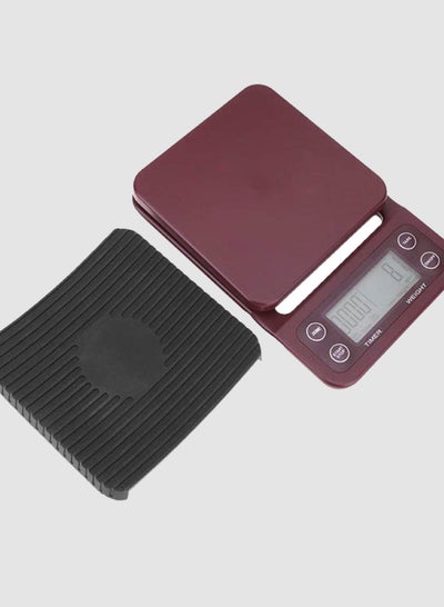 Buy Small 5kg/0.1g Digital LCD Timer Coffee Scale Mini High Precision Electronic Drip Coffee Food Kitchen Scales with Safety Silicone Pad (Brown) in UAE