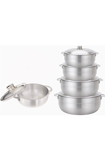 Buy Aluminum pot set consisting of 5 pots with two handles, made in Pakistan, very heavy in Saudi Arabia