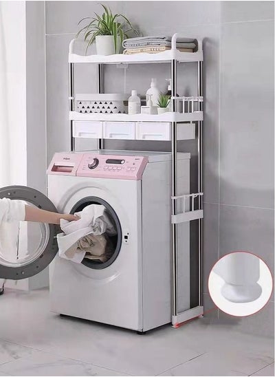 Buy Washing Machine Rack Storage With Drawer White in Saudi Arabia