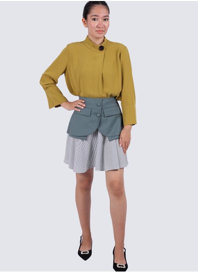 Buy Women's Double Layer Flap Pockets Skirt in Balsam Green in UAE