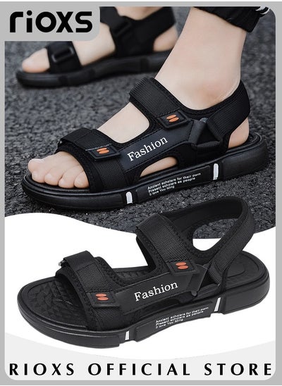 Buy Men's Casual Open Toe Water Sandal Breathable Non-Slip Beach Sandals Sneakers Pool Slide Adjustable Flat Shoes With Back-Strap in UAE