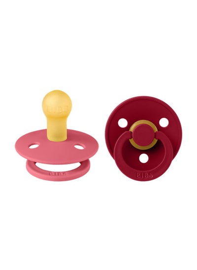 Buy Pack of 2 Colour Pacifier Latex S1 Coral and Ruby in UAE