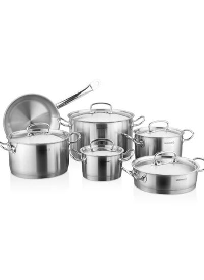 Buy Set of 11 Pieces Korkmaz Steel Proline pots in Saudi Arabia