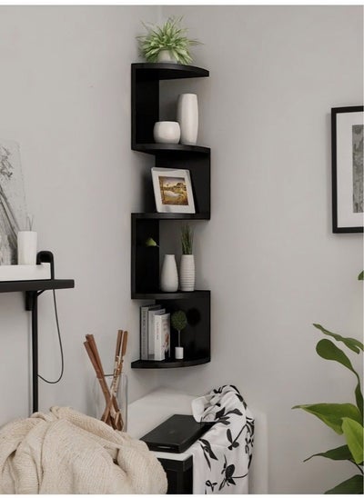 Buy 5 Layer Corner Shelf  Wall Mount Corner Shelf Wood Display Storage Shelves Easy to Assemble  for Home Office Decor in UAE