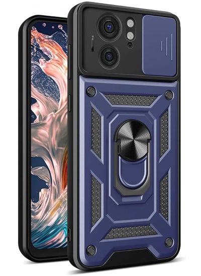 Buy Motorola Edge 40 Case, Motorola Edge 40 Cover with Slide Camera Cover, Military Grade Heavy Duty Shockproof Protective Phone Cover Case with Ring Kickstand for Motorola Edge 40 5G 2023 Blue in UAE