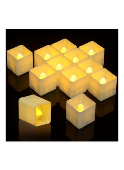 Buy Flameless LED Tea Lights with Timer 12Pcs Battery Operated Flickering Mini Square Tealight Candles Bulk Set for Wedding Party Table Centerpieces Special Night Indoor Outdoor Decor in Saudi Arabia