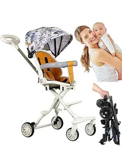 Buy Baby Stroller Professional Foldable 4 Wheels Ergonomic Adjustable Infant Carriage for 1 to 6 Years Old, Portable Folding Lightweight Baby Stroller Compact Stroller Airplane Travel (white) in UAE