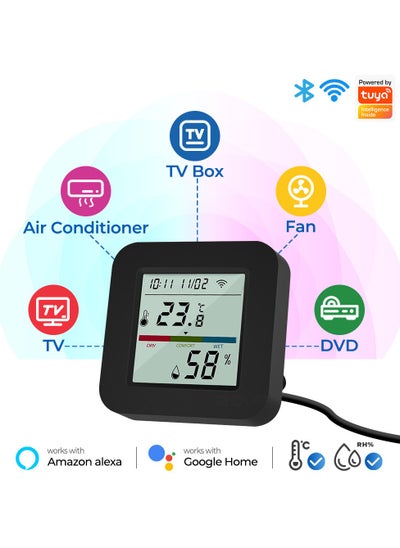 Buy UanTii 4 in 1 Tuya Smart Universal IR Remote With Temperature Humidity Sensor with Display Wifi Infrared Remote for Air Conditioner, TV.etc Works with Alexa Google Assistant in Saudi Arabia