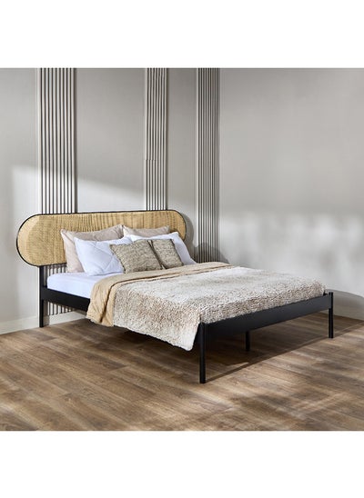 Buy Urban Cannes Queen Metal Rattan Bed 210 x 108 x 167 cm in Saudi Arabia