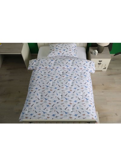 Buy 2-Piece Dinozone Comforter Set Includes 1xComforter 220x135cm, 1xPillow Case 75x50cm Blue in UAE