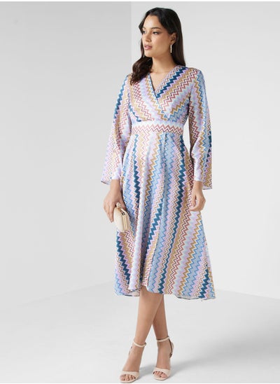 اشتري Surplice Neck Printed Dress في الامارات