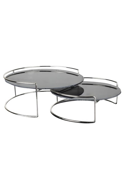 اشتري 2 Step Serving Set Round Silver 30X12Cm في الامارات