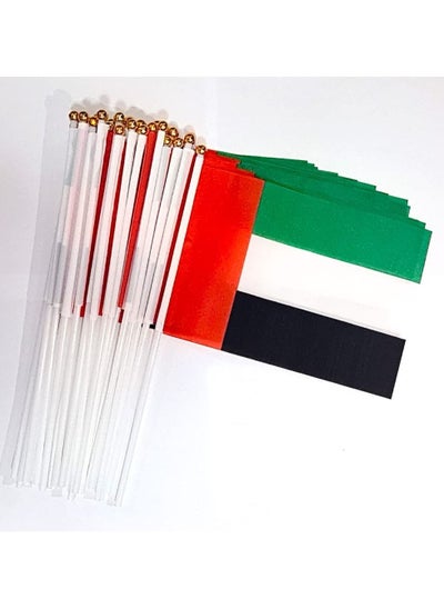 اشتري 30 pieces UAE Flag Hand Waving Desk Flags Double Sided Cake UAE Flag Day UAE National Day Party Supplies Flag في الامارات