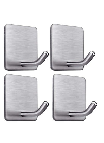 اشتري Heavy Duty Adhesive Hooks Towel Hook Stick on Hooks Wall Hangers Waterproof Stainless Steel Sticky Hooks for Hanging Bathroom Kitchen Home 4 Packs في السعودية