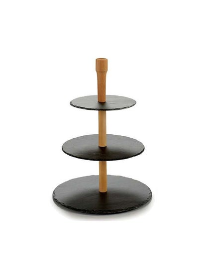 Buy Black Round Slate 3 Layers Serving Stand in UAE