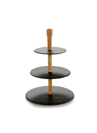 Buy Black Round Slate 3 Layers Serving Stand in UAE