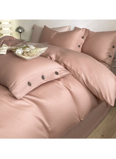 اشتري Soft Luxurious Pure Bed Cover Set Long-staple Cotton Simple Solid Color Bedding Twill Cotton Quilt Cover 2.0m Bed Sheet Four-Piece Set Light Bean Paste Color في السعودية