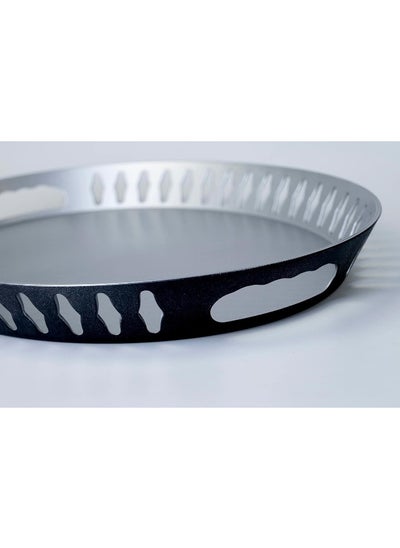 Buy Painted Oval Pp Serving Tray Silver 35X48Cm in UAE