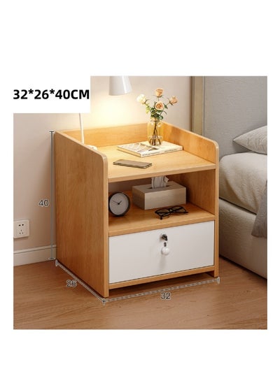 Buy Oak Color, European Bedside Table, Single Drawer With Lock, 32 * 26 * 40cm in Saudi Arabia