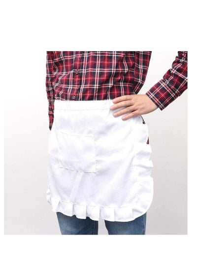 Buy White Waist Apron Half Apron Kitchen Half Waist Apron Ruffle Chef Work Bib Maid Apron Dress Bistro Server Aprons for Waitress Cosplay Costume in UAE