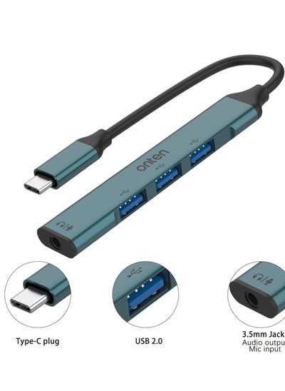 Buy ONTEN otn-9706 4 in 1 USB C to USB 3.0 Hub with 3.5mm Jack Adapter Audio Out Mic In in Egypt