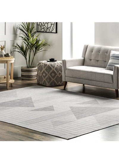 Buy Kerrie Modern Triangles Machine Washable Area Rug 4' X 6' Beige in UAE