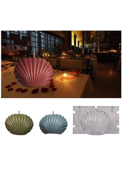 Buy Handmade DIY Candle Mold, Seashell Shell Durable Plastic Scallop Mold with 3 Rubber Bands Silicone Mould for Art Craft Making Candles Beach Wedding in UAE