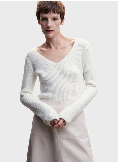 Buy V-Neck Knitted Sweater in Saudi Arabia