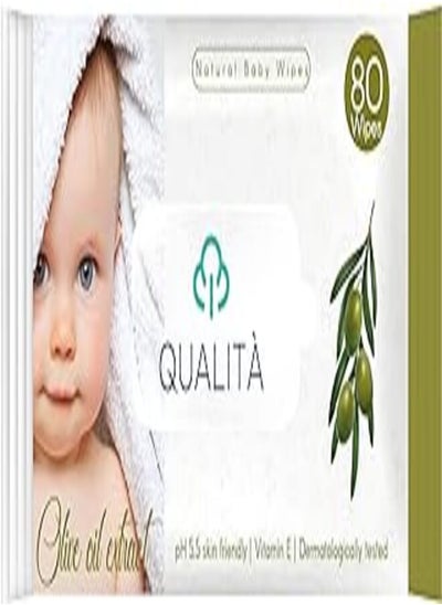 اشتري Qualita baby wipes with olive oil and calendula oil 80 wipes في مصر