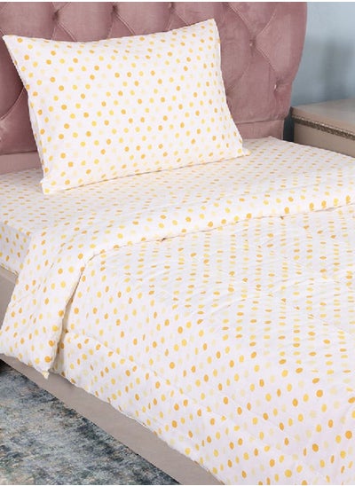 Buy Polkadot Kids Comforter, White & Yellow – 150x200 cm, 225 TC in UAE