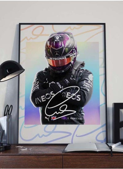 Buy Lewis Hamilton Poster With Frame 50x40 cm in UAE