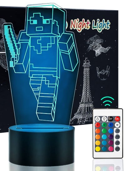 Buy Lego 3D Night Light for Kids, 16 Colors Illusion Table Lamp with Remote Control in Egypt