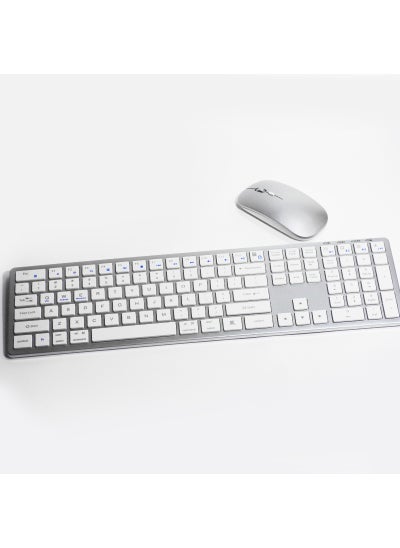 Buy Wireless Bluetooth Keyboard Mouse Combo for Office Three-model charging model-silver suit (Keyboard + Mouse) in Saudi Arabia