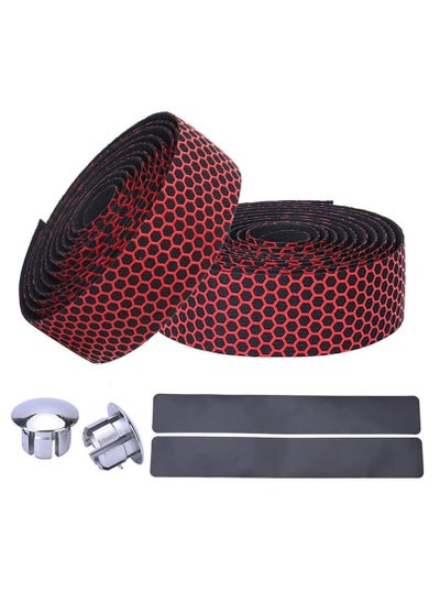 اشتري Hex Bicycle Handlebar Tape - Road Bike Cycling Handle Bar Wrap Tape or Touring Cycling 2PCS per Set, Red في السعودية