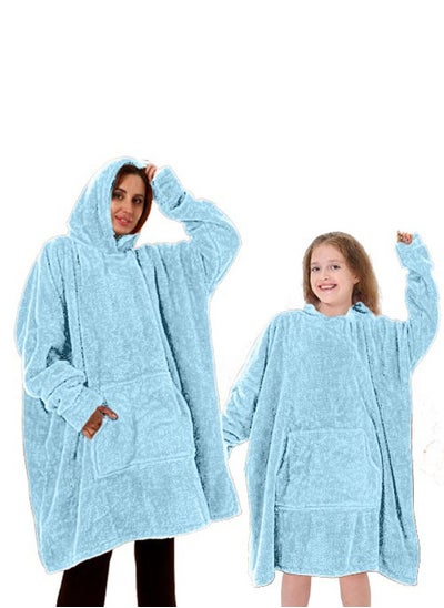 Buy Like Mom Like Daughter set 2pcs, Over-sized Wearable Blanket with Hodi, Light blue in Egypt