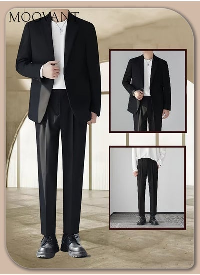 Buy Men's 2-Piece Suit Set, Notch Lapel Blazer and Trousers for Business Casual and Formal Wear in Saudi Arabia