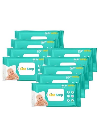 اشتري Baby Wet Wipes Enriched With Aloe Vera And Jojoba Oil (80Pcs Pack Of 9) في السعودية