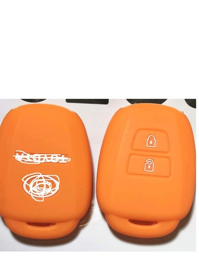 Buy Toyota Corolla Camry Yaris Fortuner Prado Land Cruiser Car Key Silicone Cover (2 Buttons Orange) in UAE